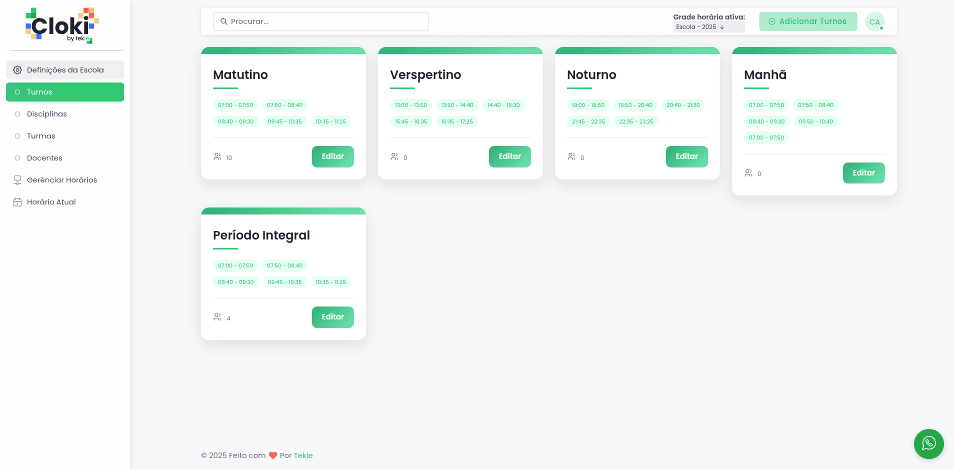Administração de turnos